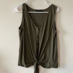 Sanctuary Button & Tie Cotton Knit Top